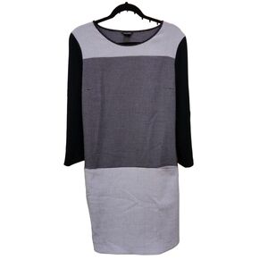 Club Monaco Black and Gray Color Block Long Sleeve Dress Size L NWOT
